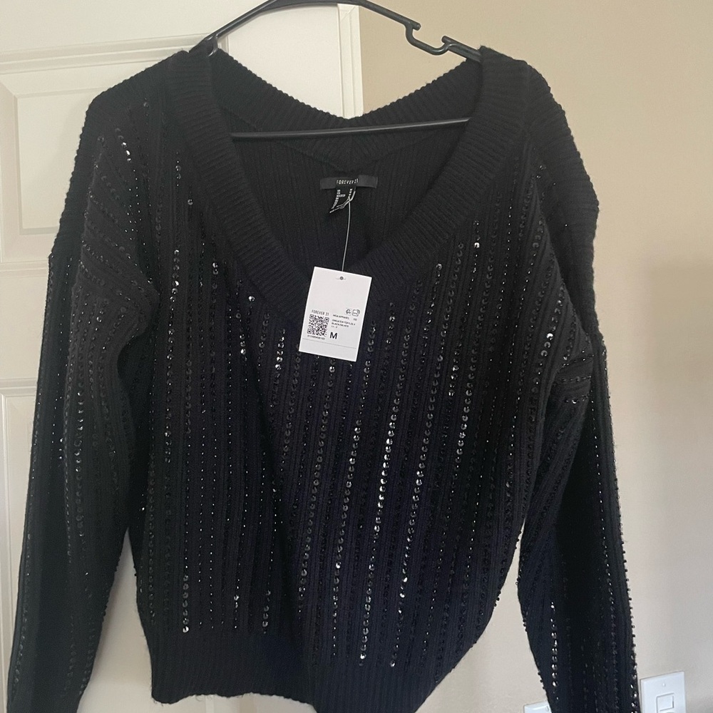 Brand New cropped Forever 21 sweater with sequins